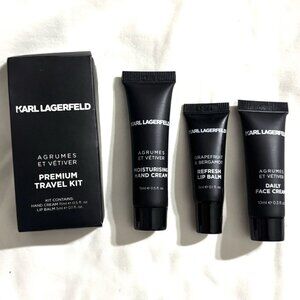 Karl Lagerfeld Agrumes et Vetiver Lip Balm, Face Cream 1 oz Ea.& Hand Cream 0.5